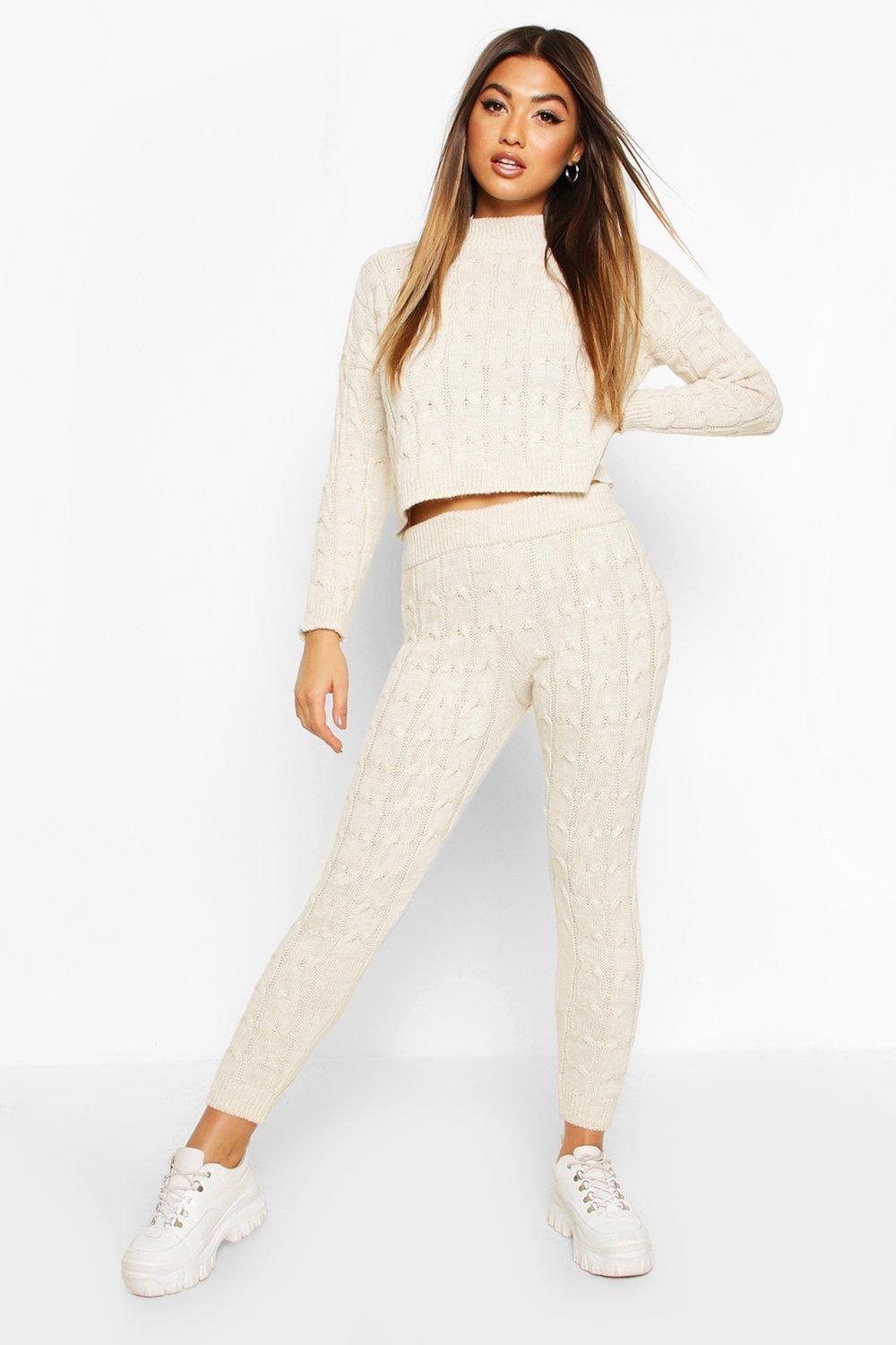 

Cable Knit Lounge Set, Stone