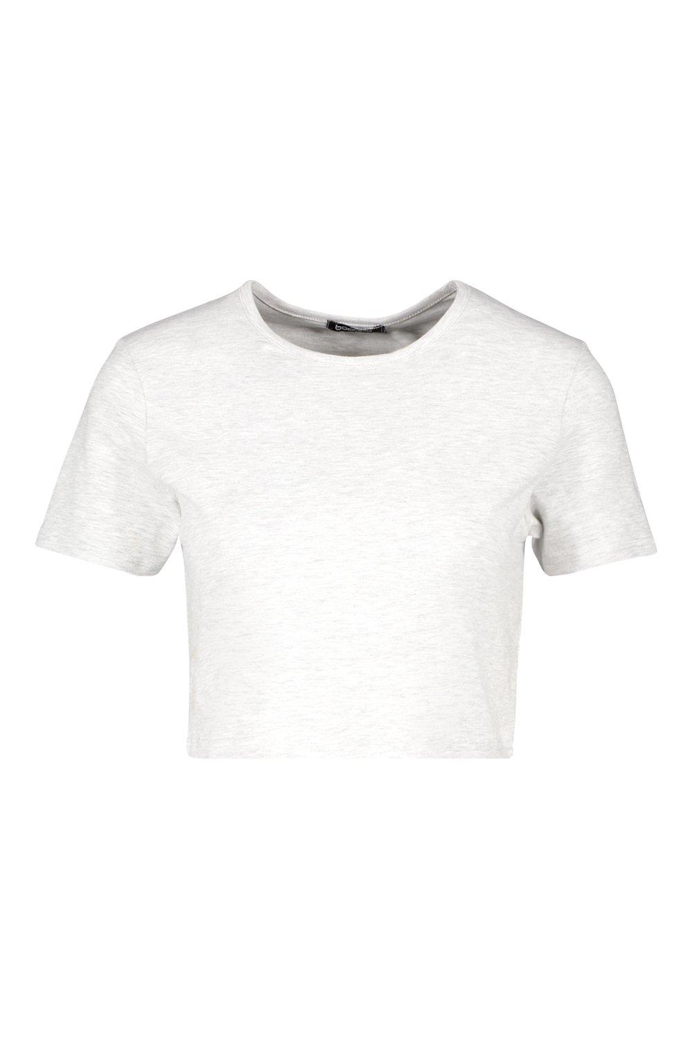 

Basic Cap Sleeve Crop Top, Grey marl
