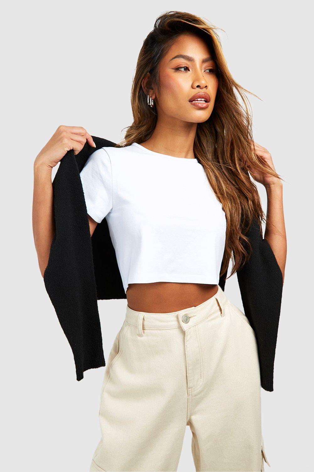 

Basic Cap Sleeve Crop Top, White