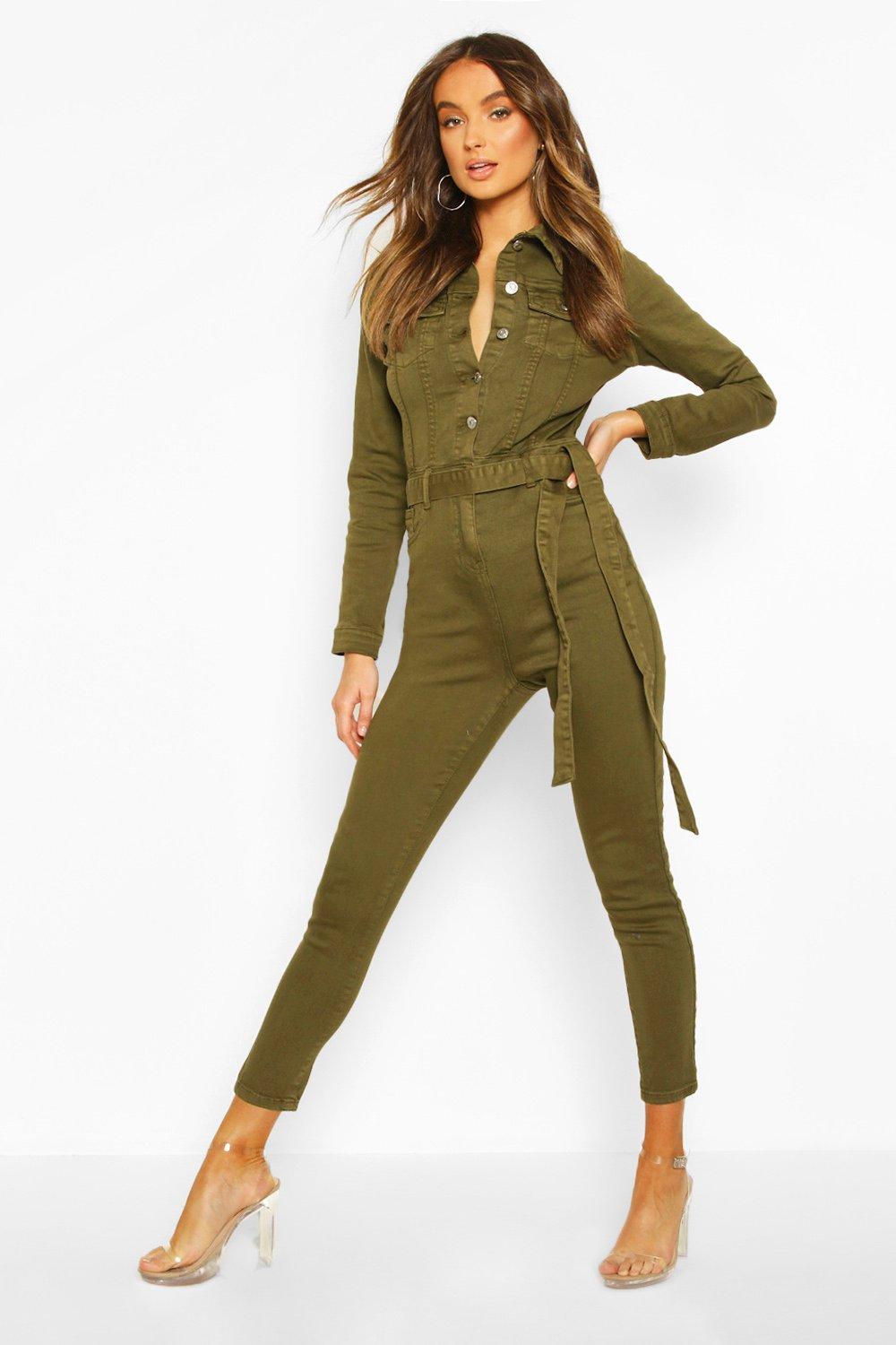 khaki denim boiler suit