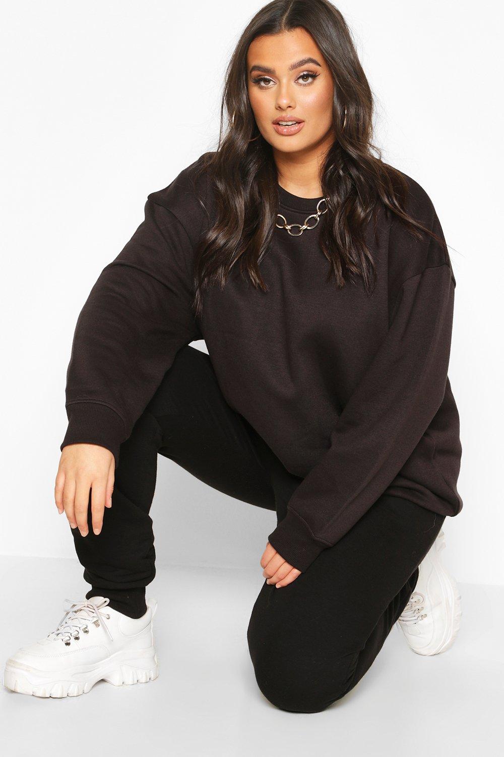 

Plus Basic Oversized Boyfriend Sweat, Black