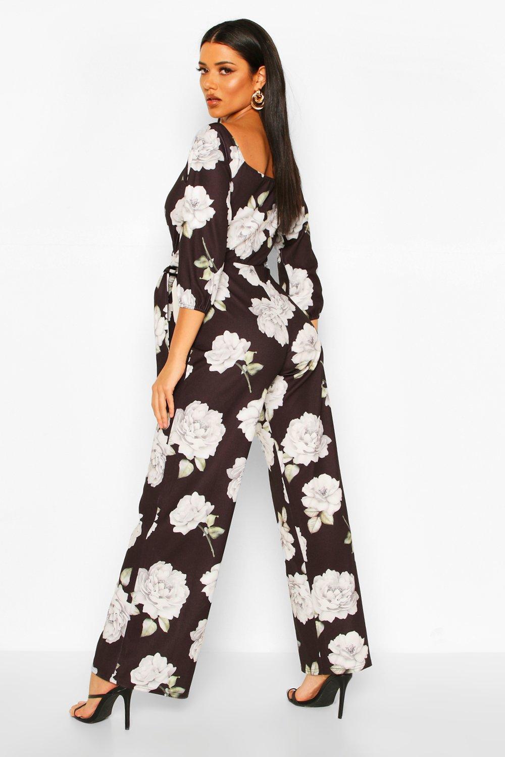 wide leg floral jumpsuit