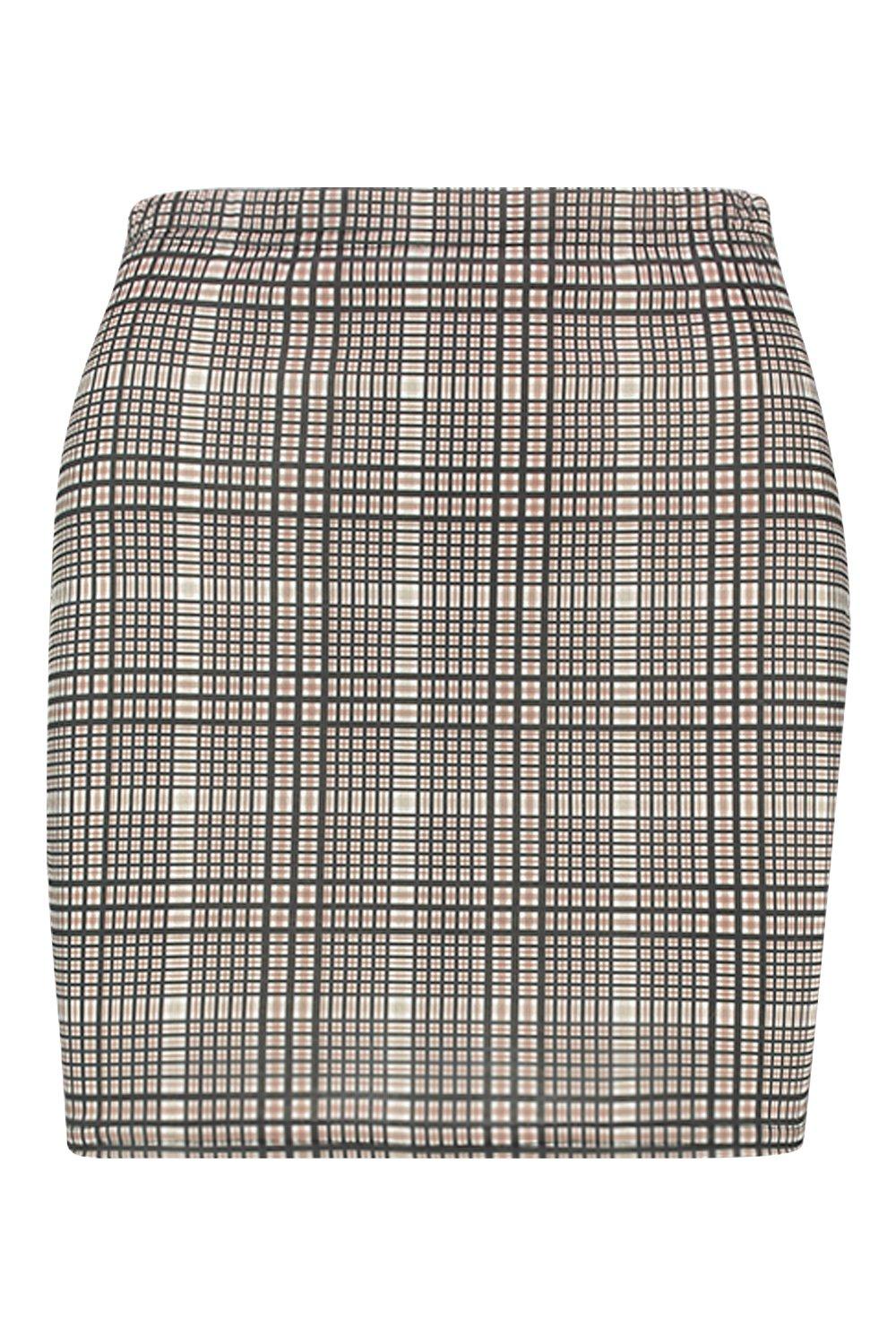 

Tonal Check Basic Jersey Mini Skirt, Sand