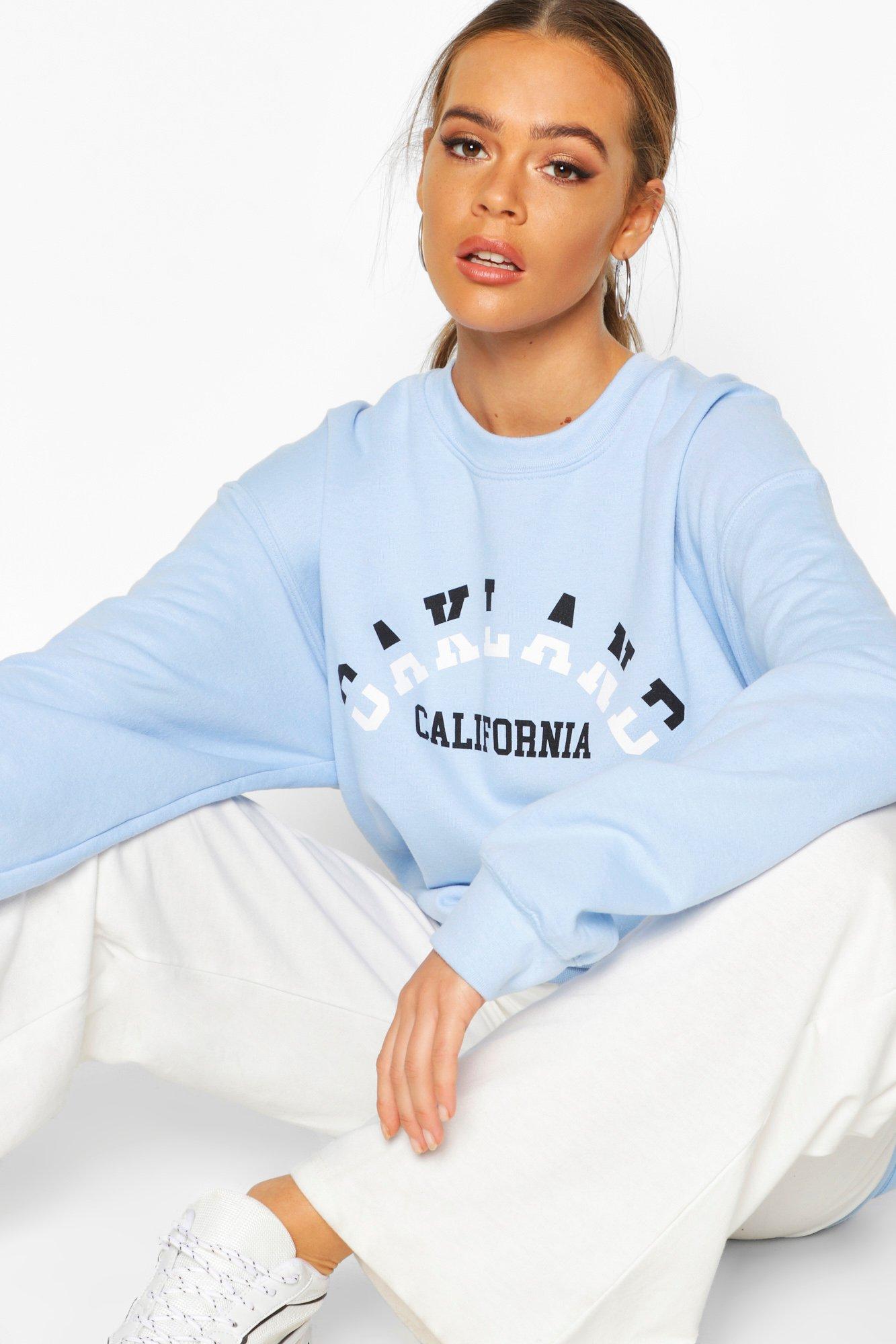 

California Slogan Extreme Oversized Shirt, Blue