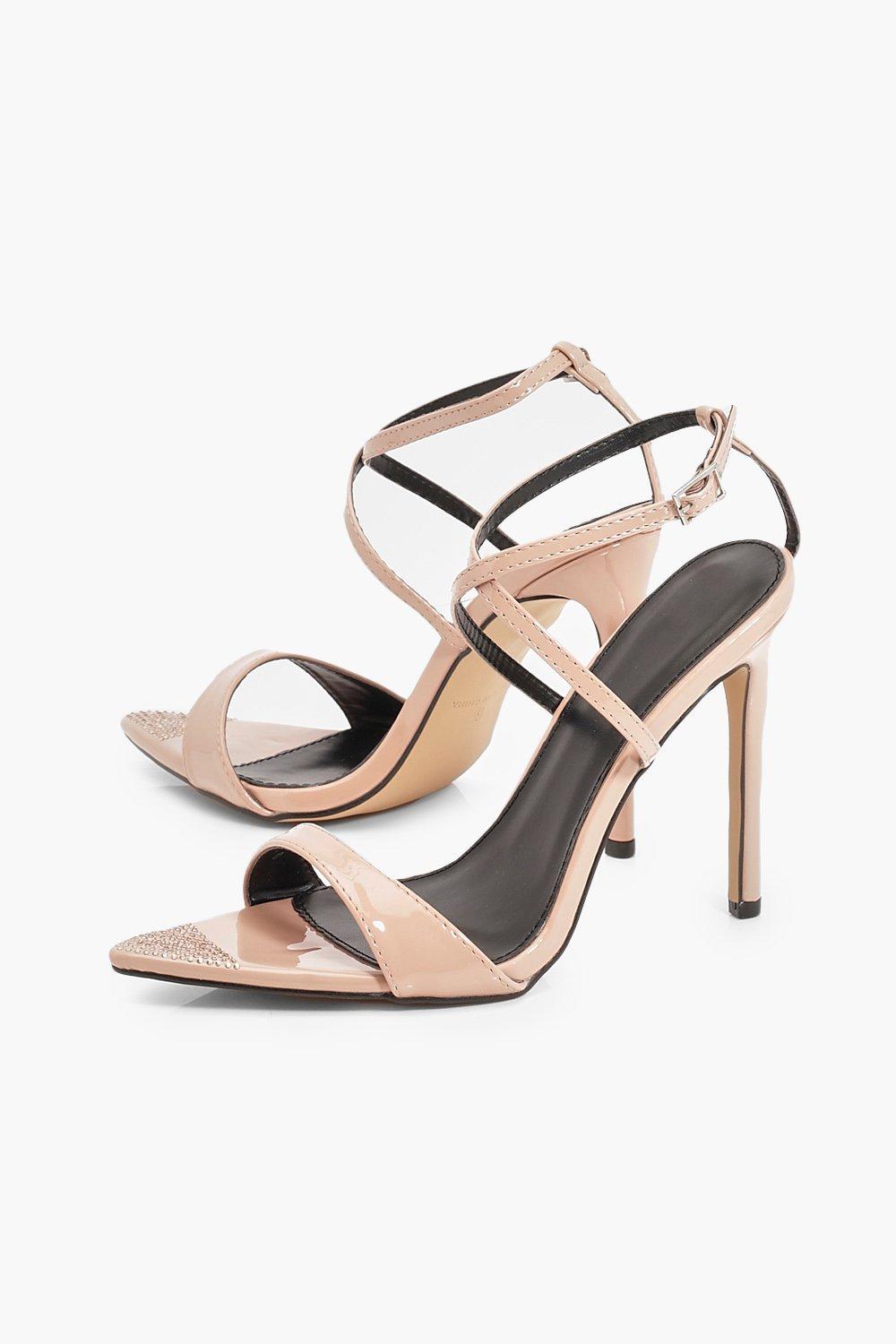 

Diamante Pointed Toe Strappy Heels, Nude