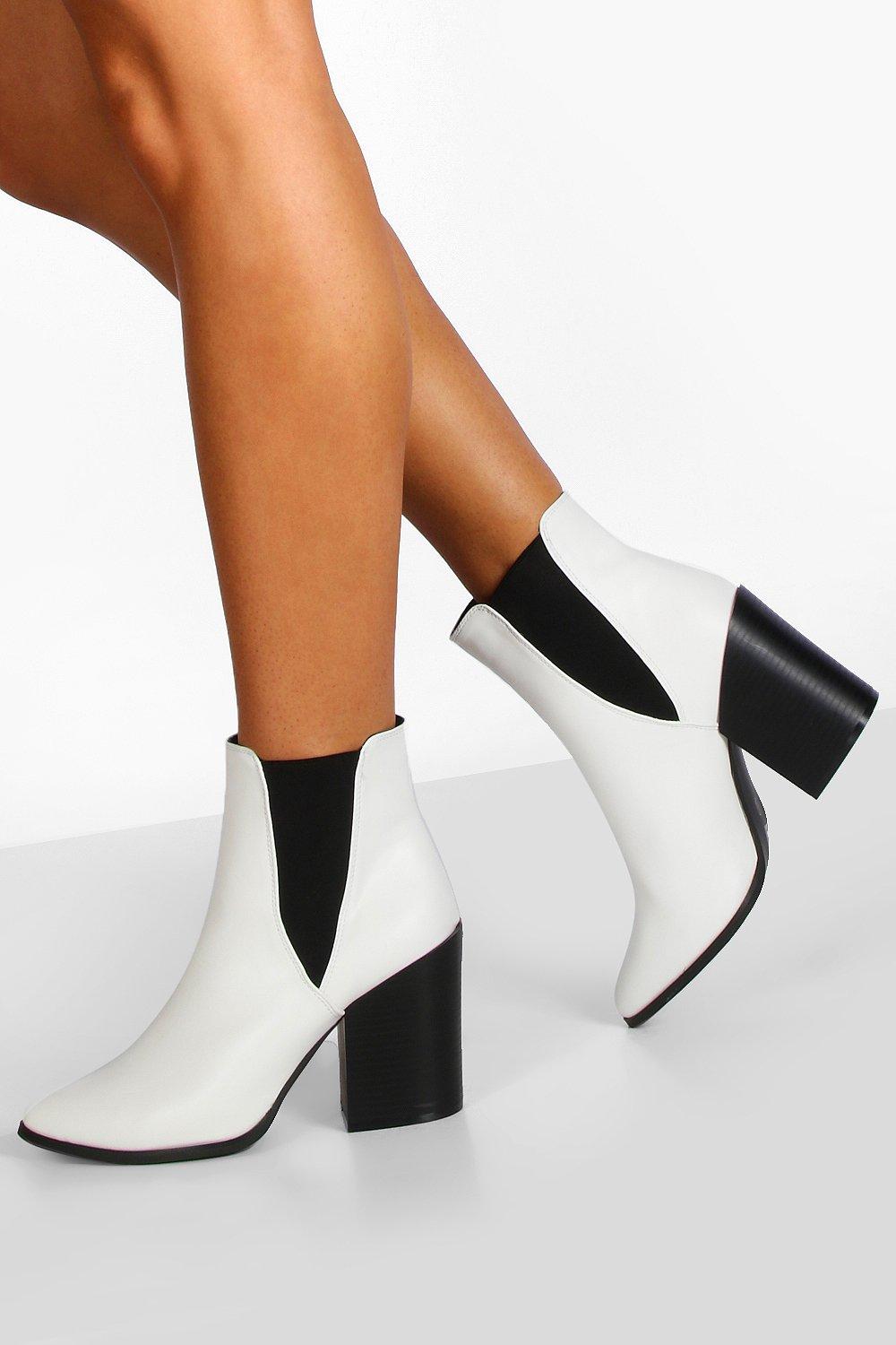 womens white block heel