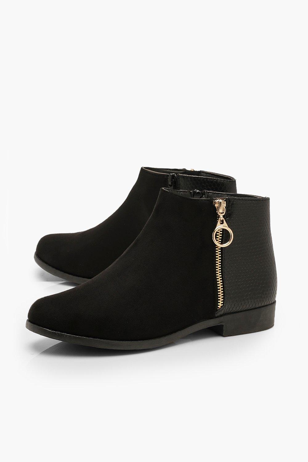 

Wide Fit Mixed Material Chelsea Boots, Black