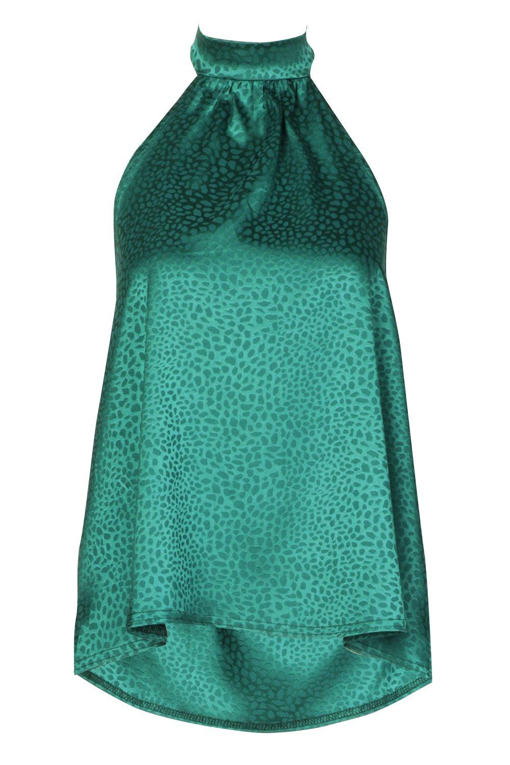 

Hammered Satin Halter Neck Top, Forest