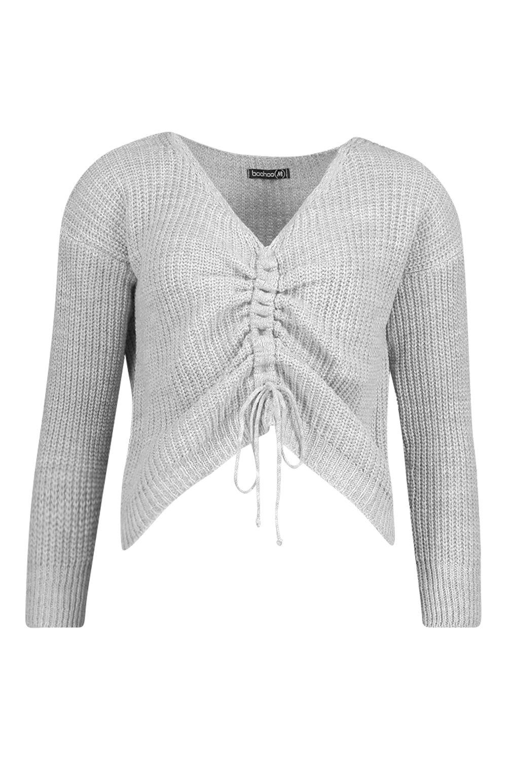 

Ruched Front Knitted Jumper, Grey