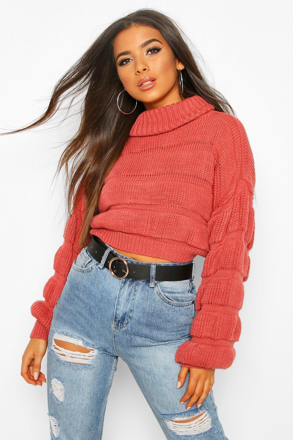 

Bubble Knit Cropped Jumper, Rose