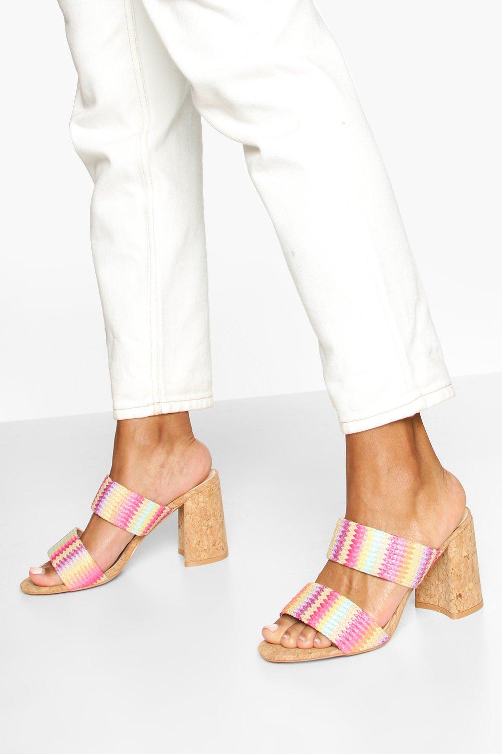 pink block heel mules