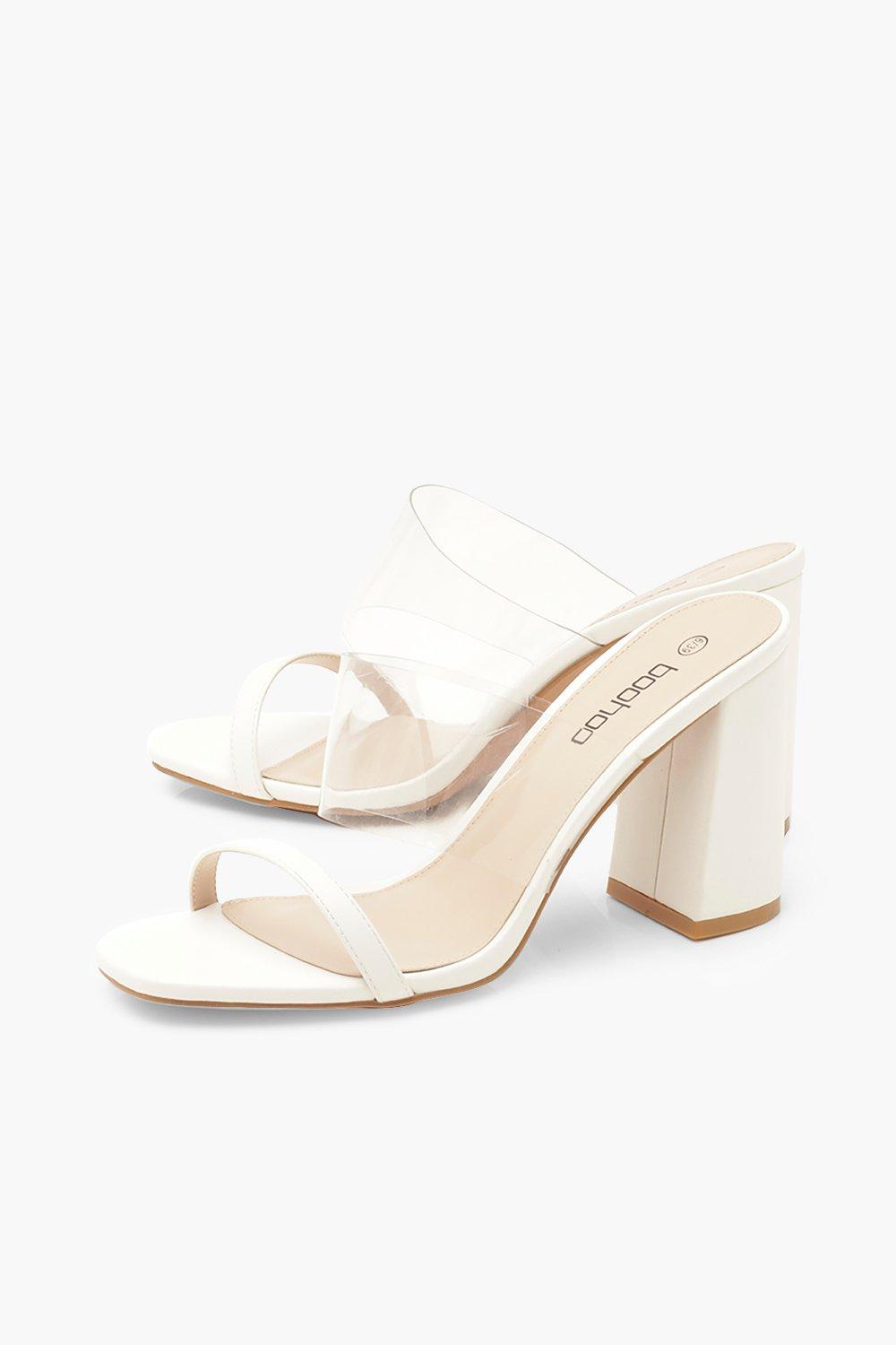 white block heel mules