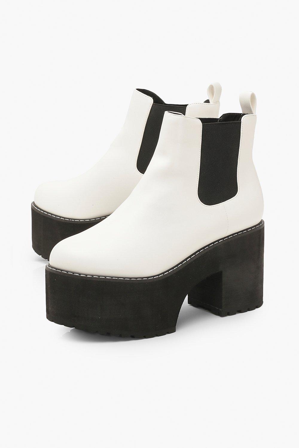 white platform chelsea boots