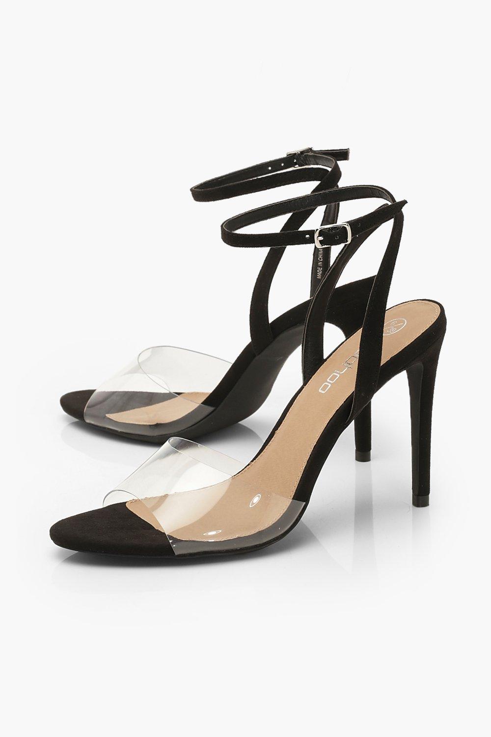 

Clear Strap Stiletto 2 Part Heels, Black