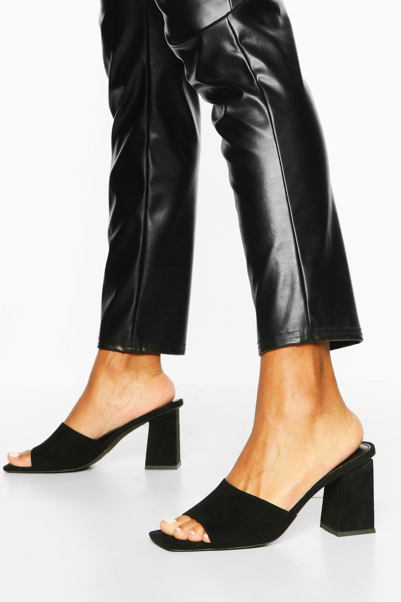 black block heel mules