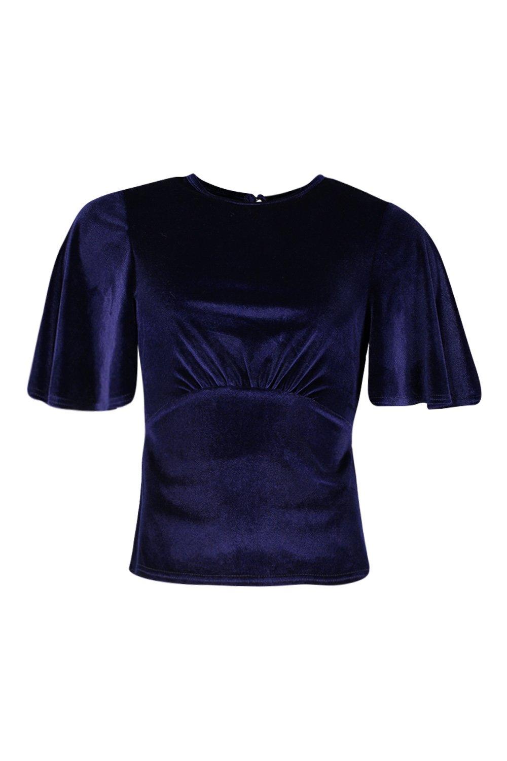 

Velvet Angel Sleeve Peplum Top, Black