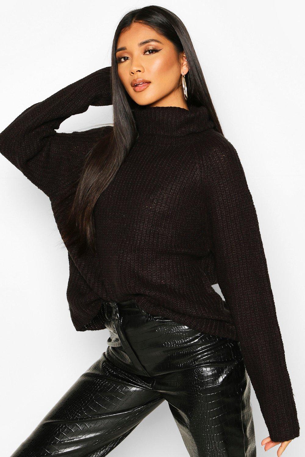 

Loose Roll Neck Jumper, Black