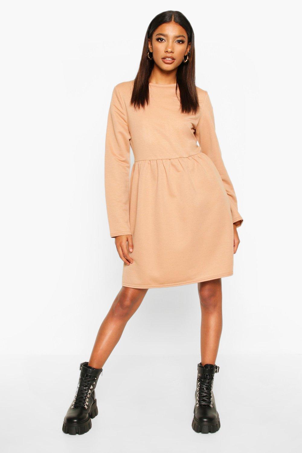 

Smock Sweatshirt Dress, Camel