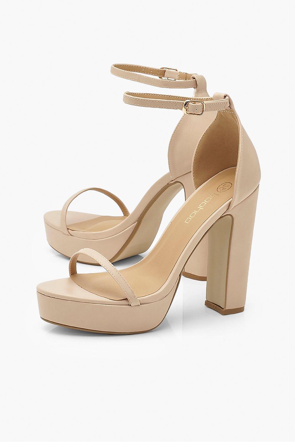 

Skinny Strap Block Heel Platform 2 Parts, Nude
