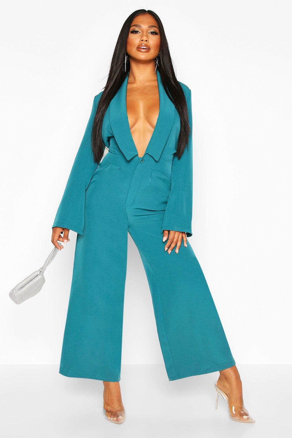 boohoo tailored wide leg jumpsuit