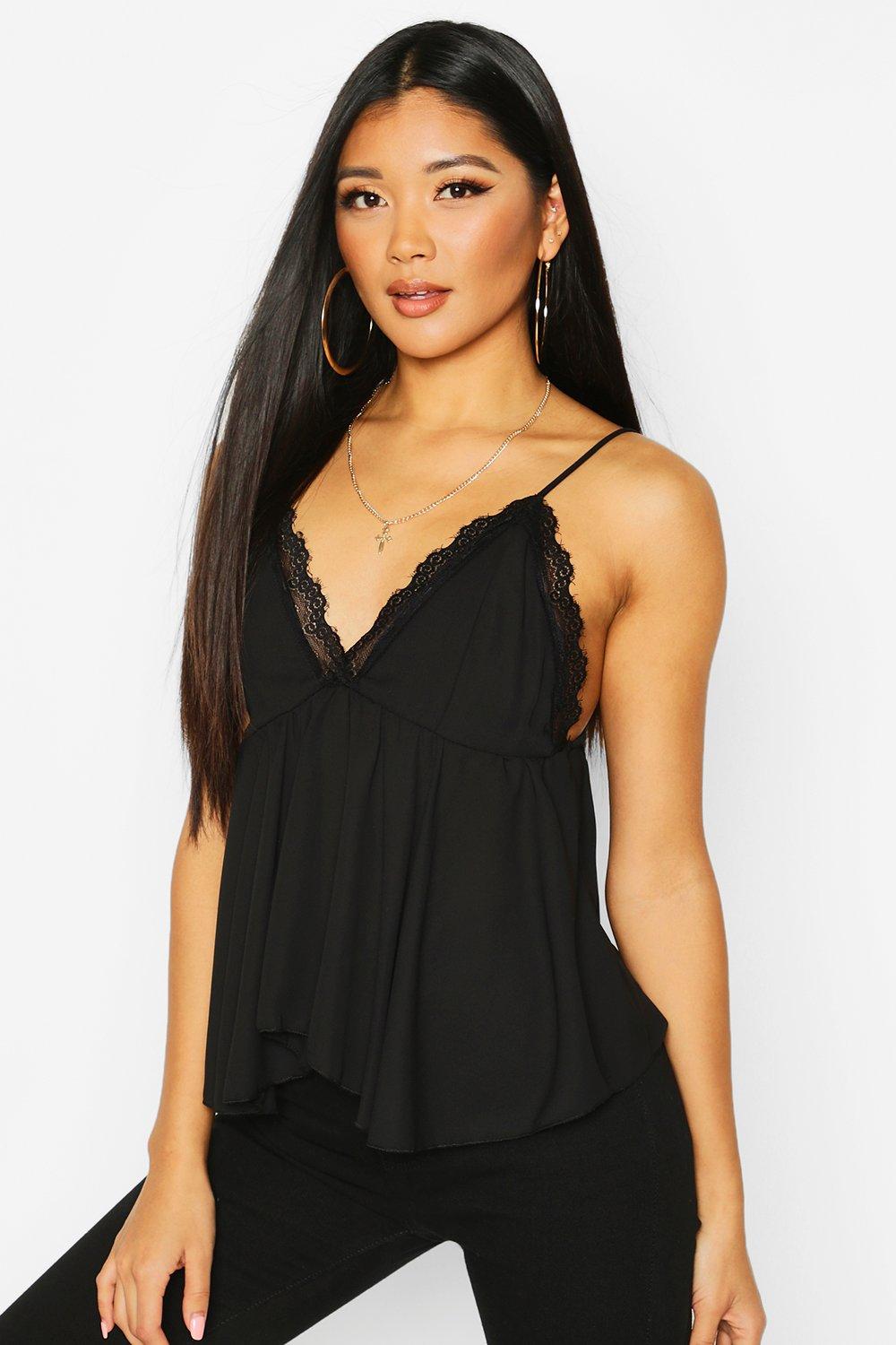 

Eyelash Lace Swing Cami, Black