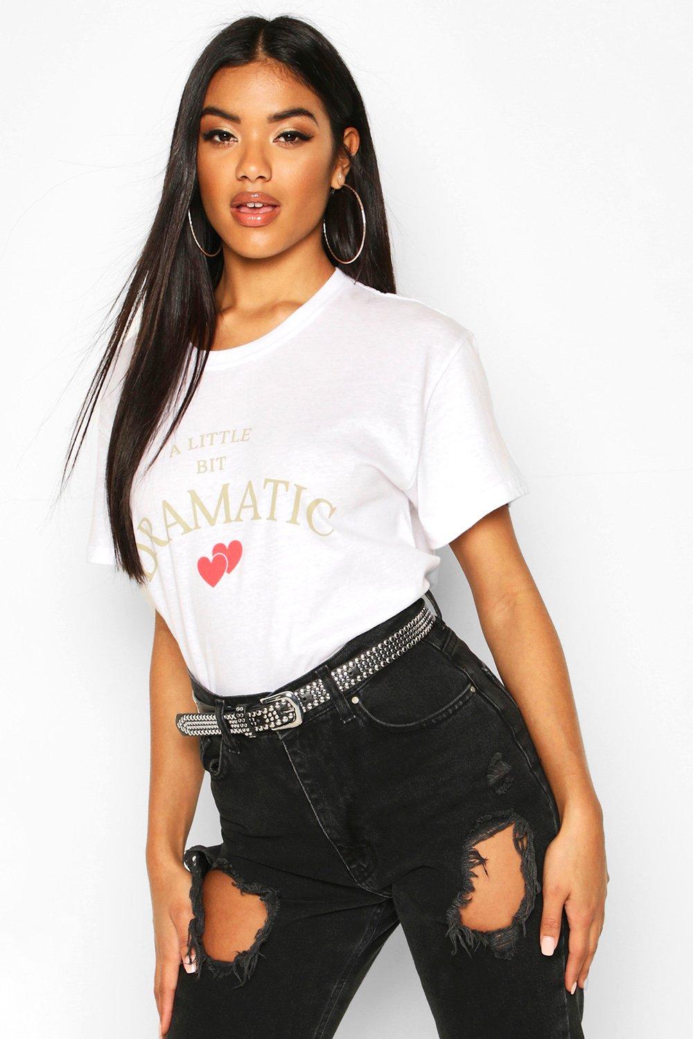 

Dramatic Heart Print Slogan T-Shirt, White