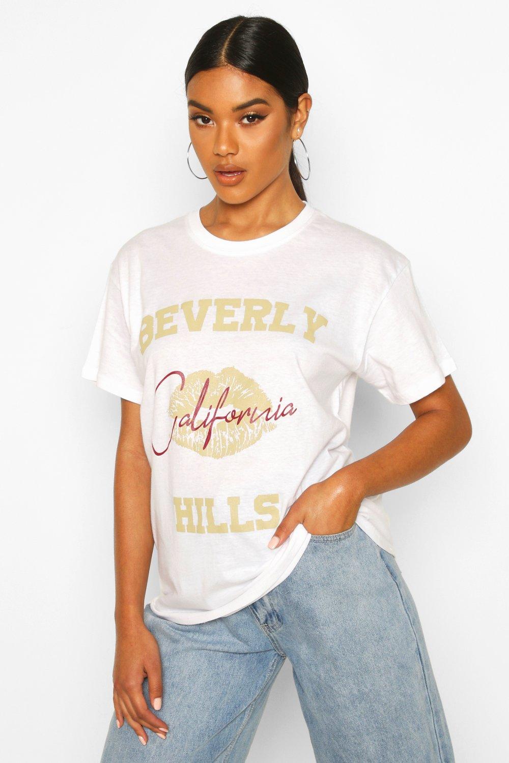 

Beverly Hills Lip Slogan T-Shirt, White