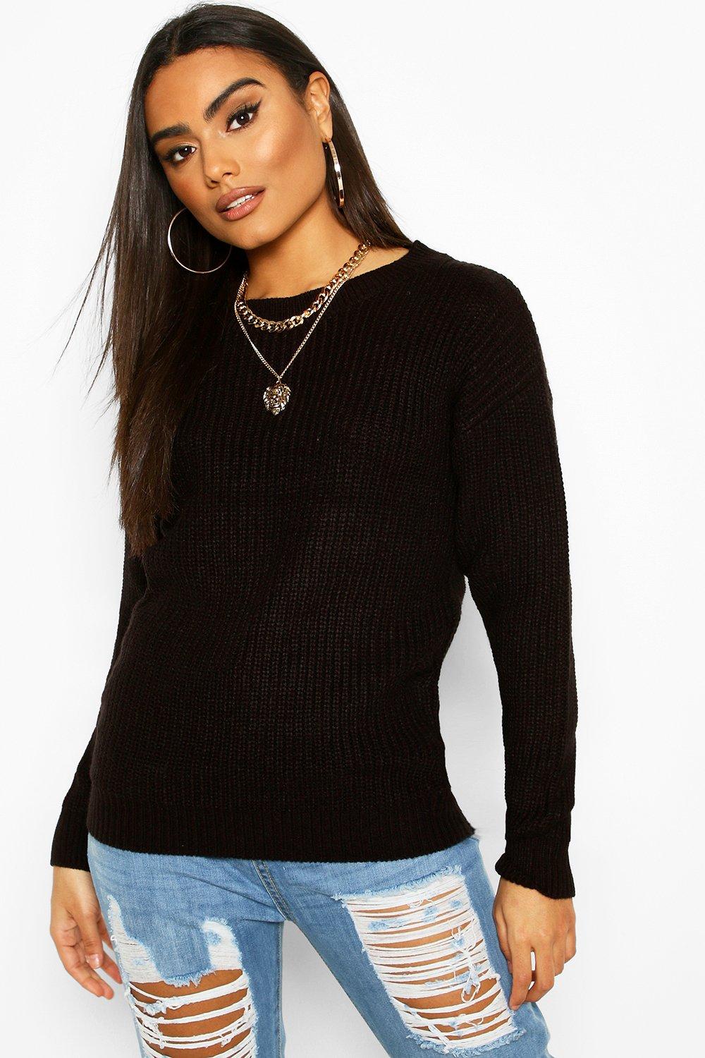 black crew neck jumper