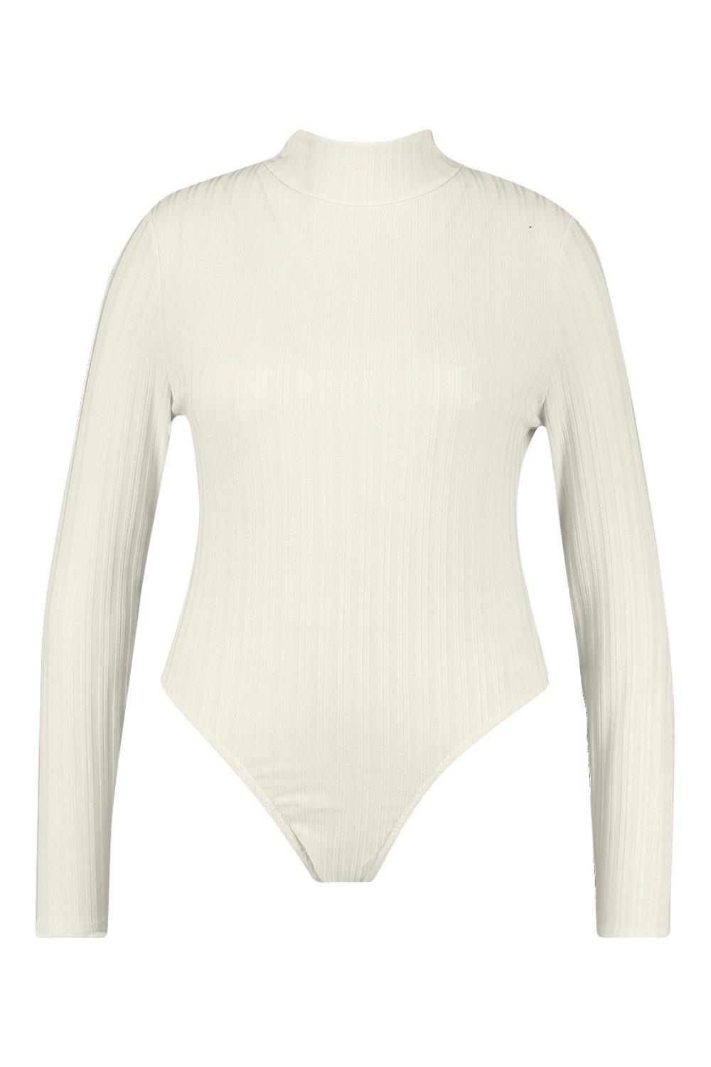 

Recycled Roll Neck Rib Bodysuit, Ecru