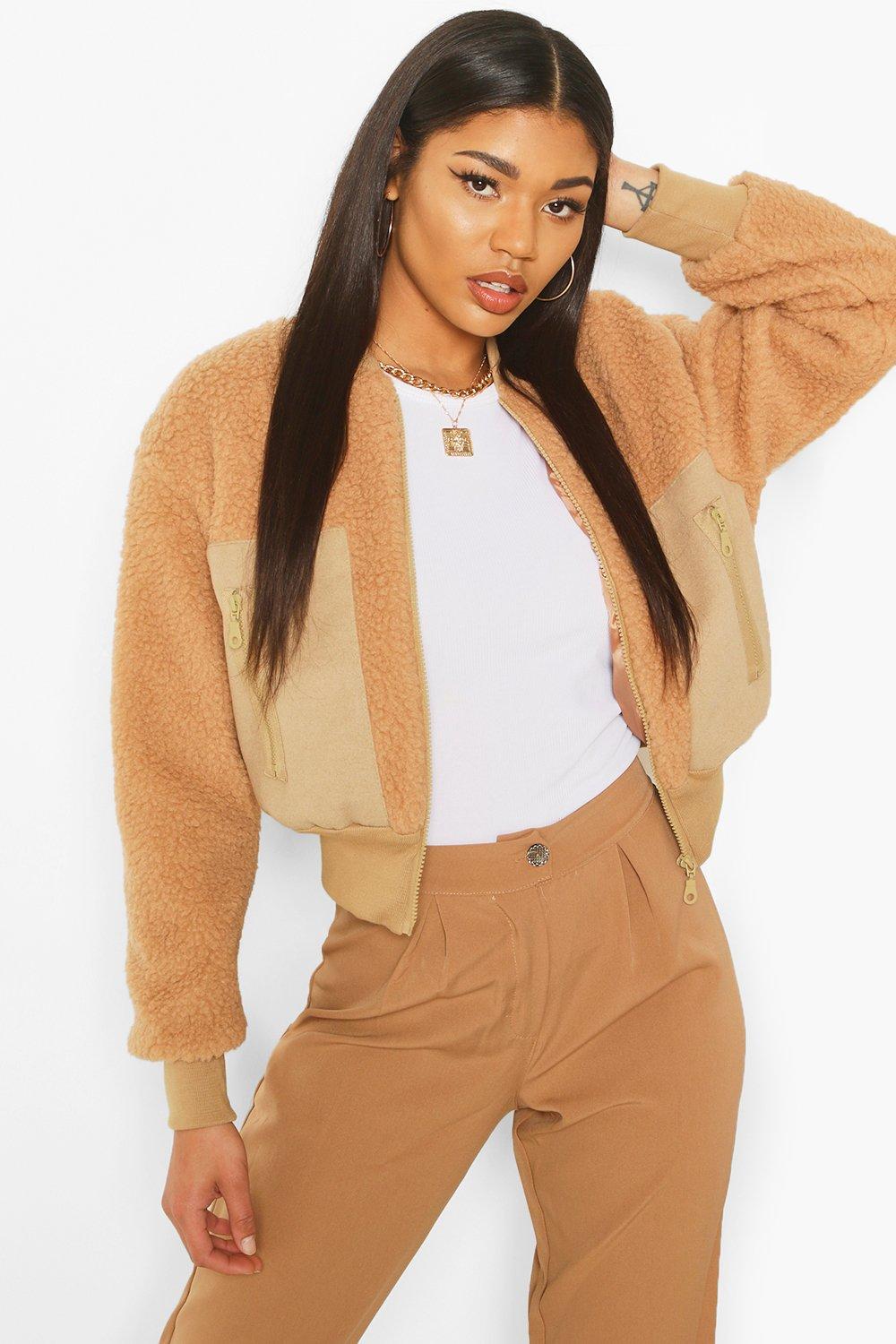 

Teddy Faux Fur Bomber, Camel