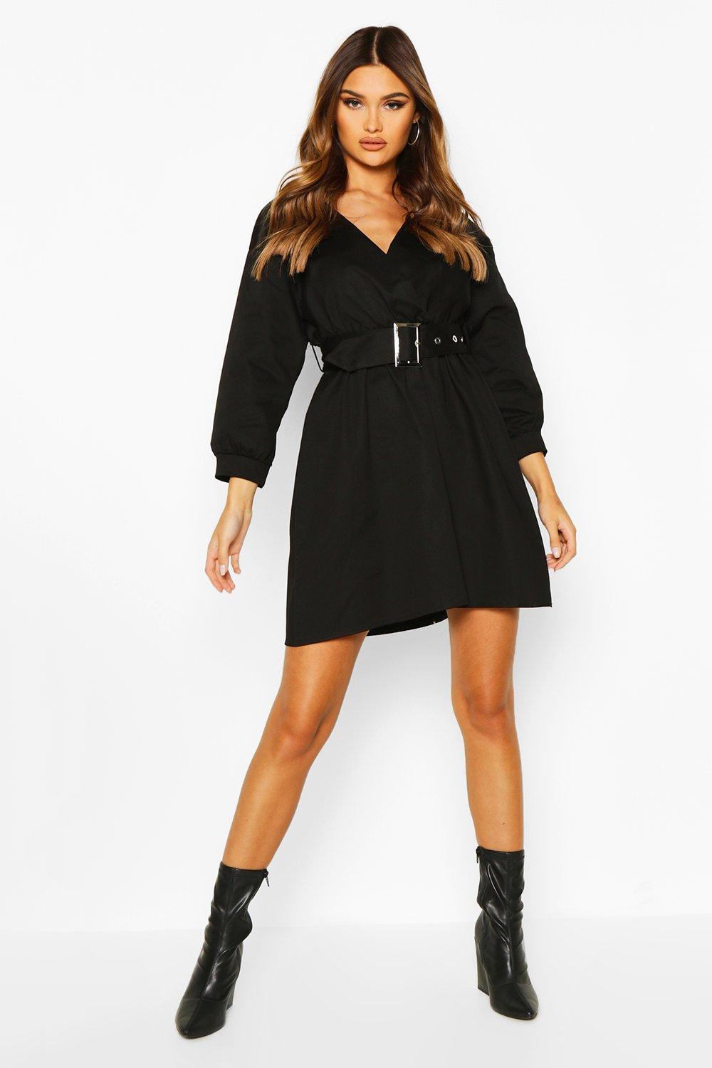 belted wrap mini dress