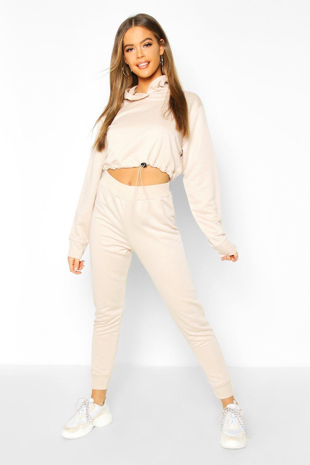 beige cropped hoodie