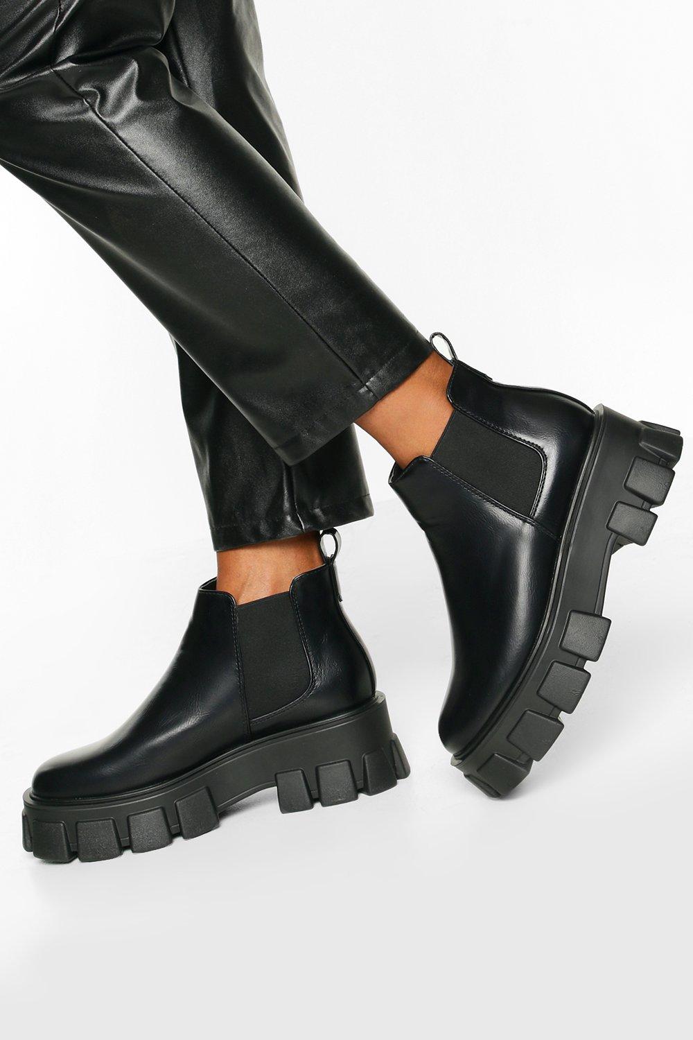 chunky cleated chelsea boots