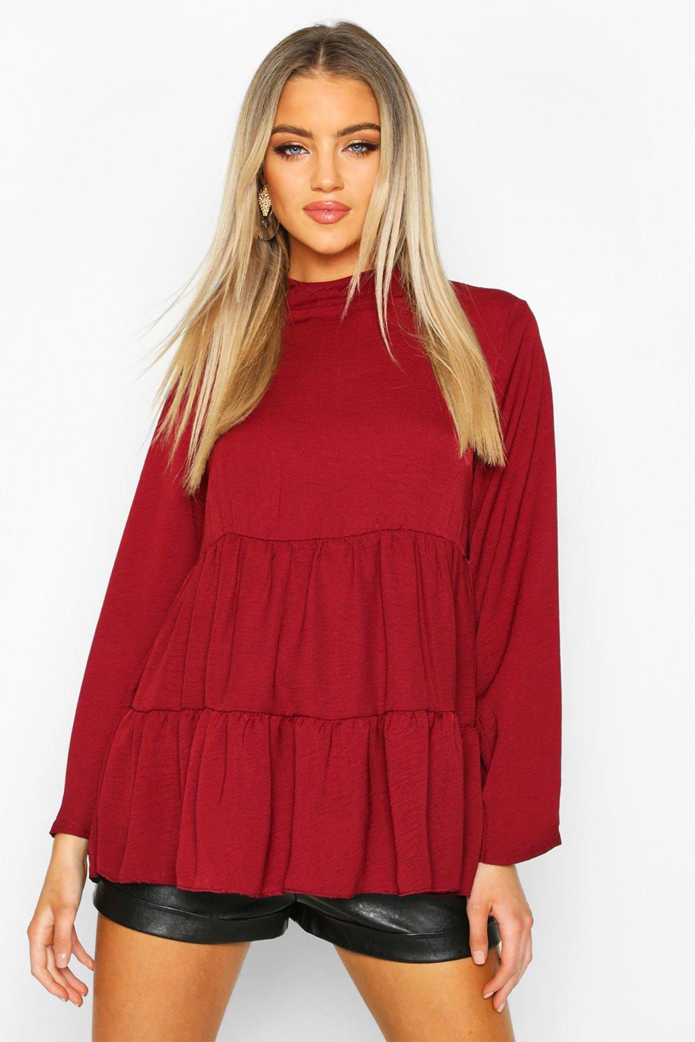 high neck smock top