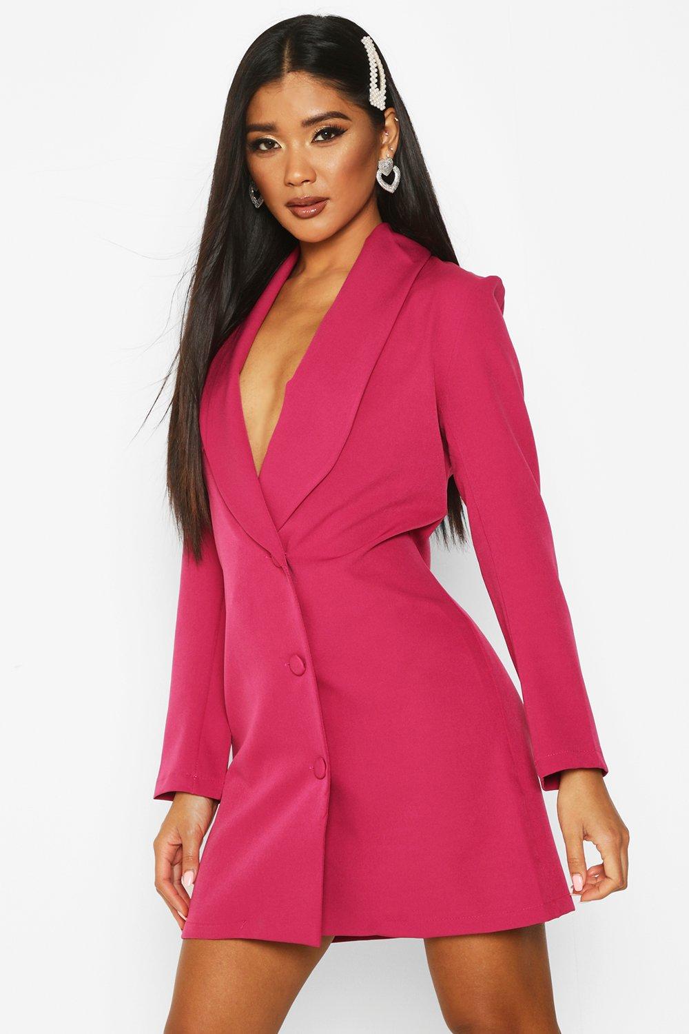 neon pink blazer dress