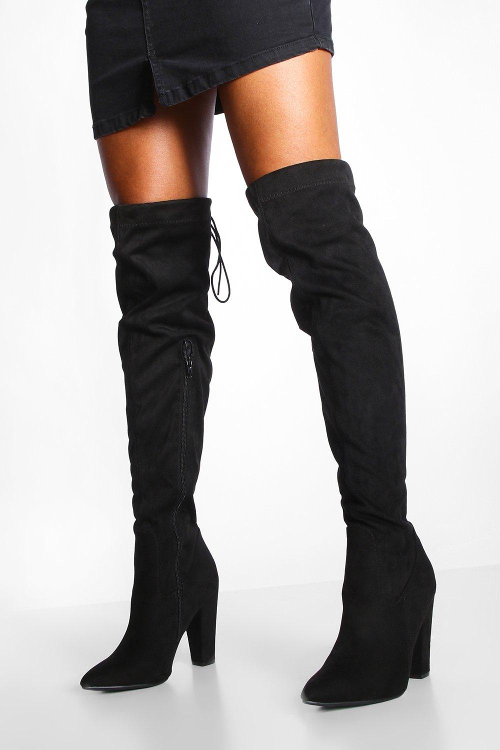 over the knee boots with tie