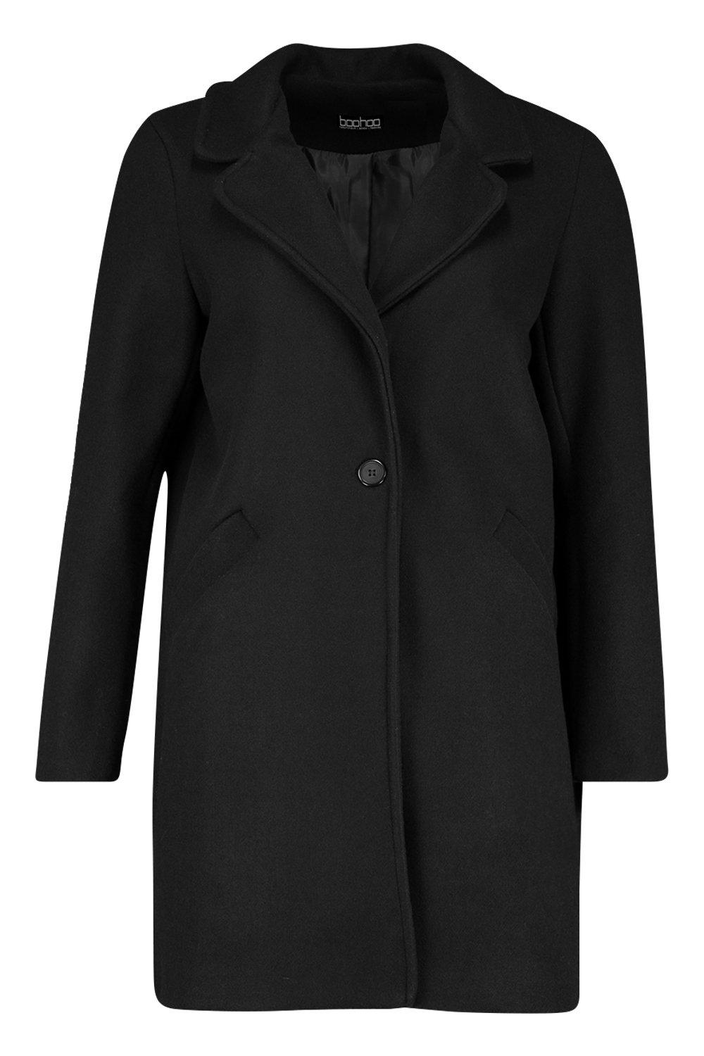 

Пальто с капюшоном с эффектом шерстяной ткани, Black