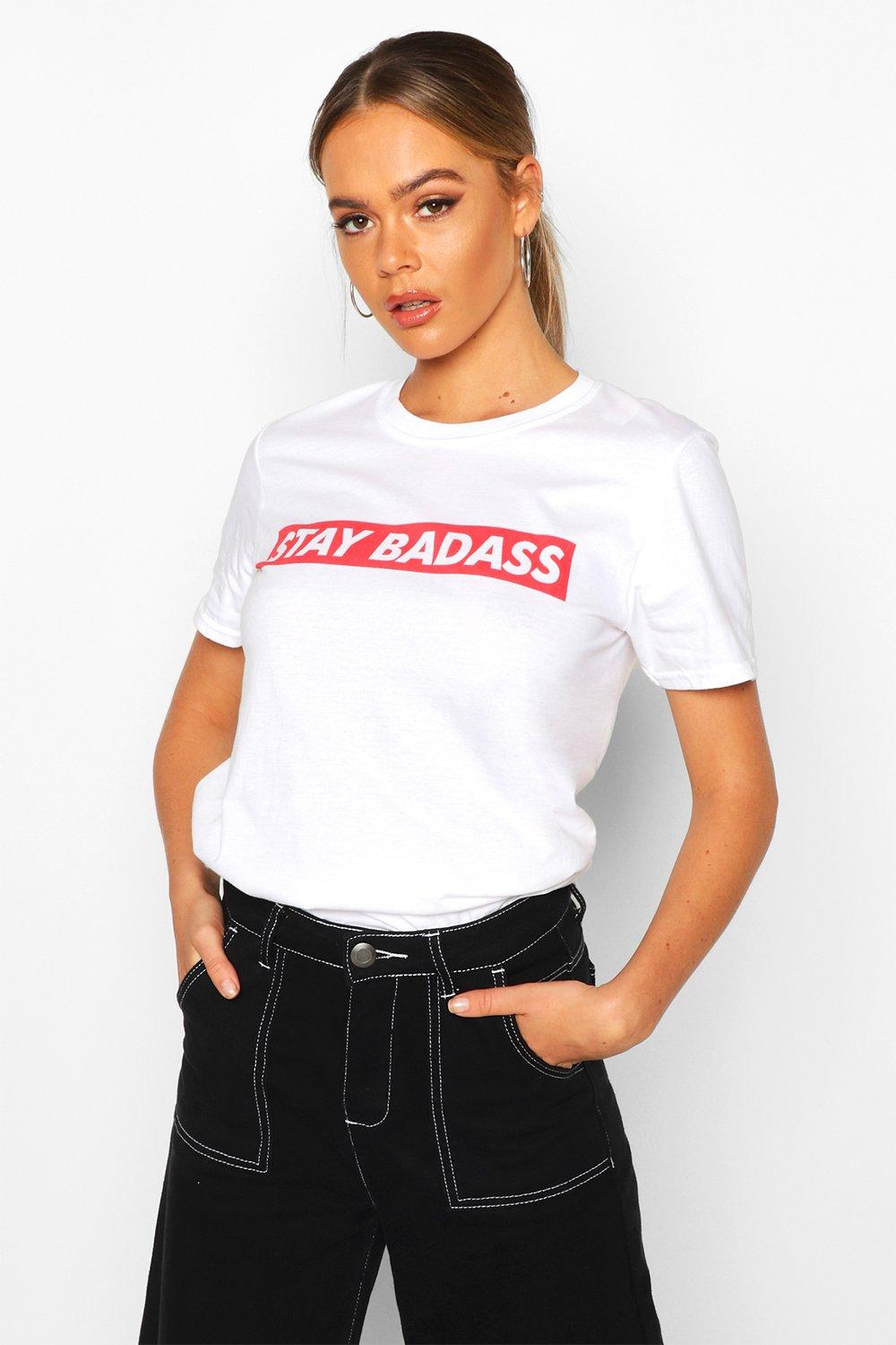 

Футболка с принтом Stay Badass, White