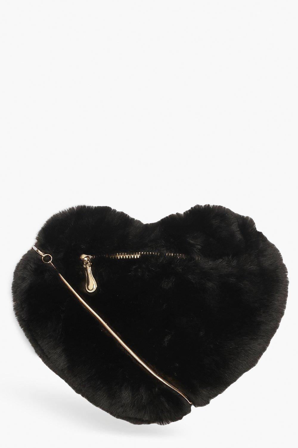 

Сумка в виде сердца из искусственного меха с цепочкой, Black