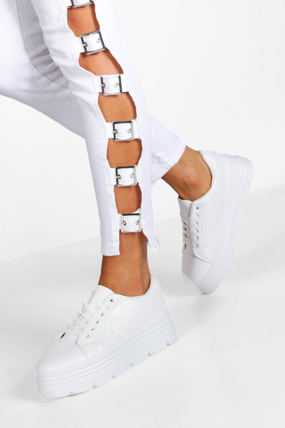 

Кроссовки на рифленой платформе, White