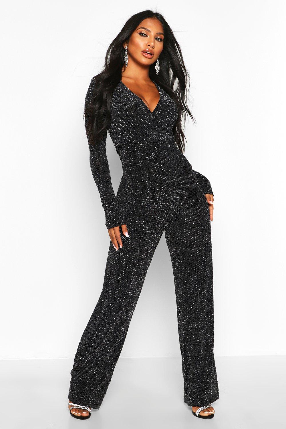 glitter wrap jumpsuit