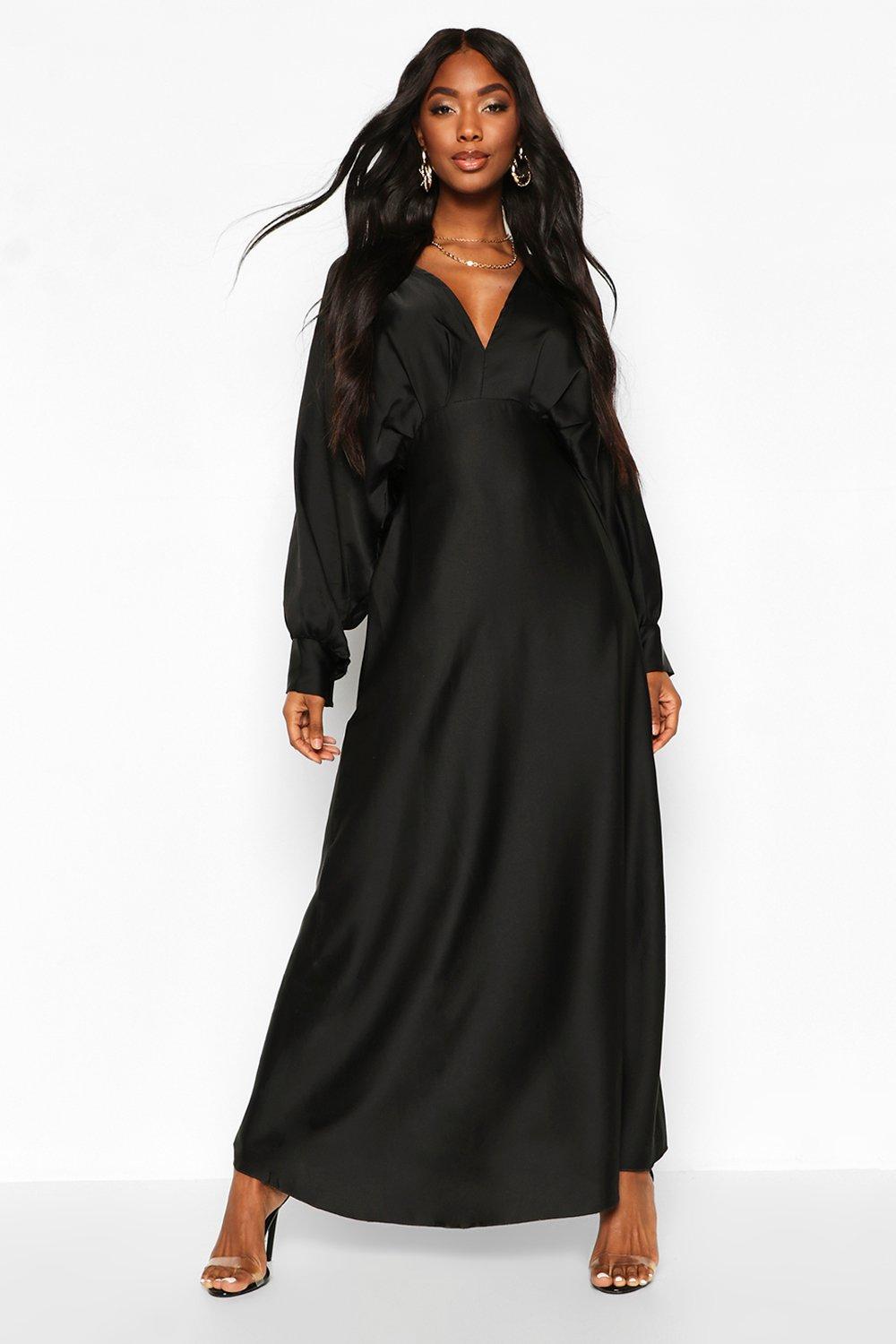 black satin kimono dress