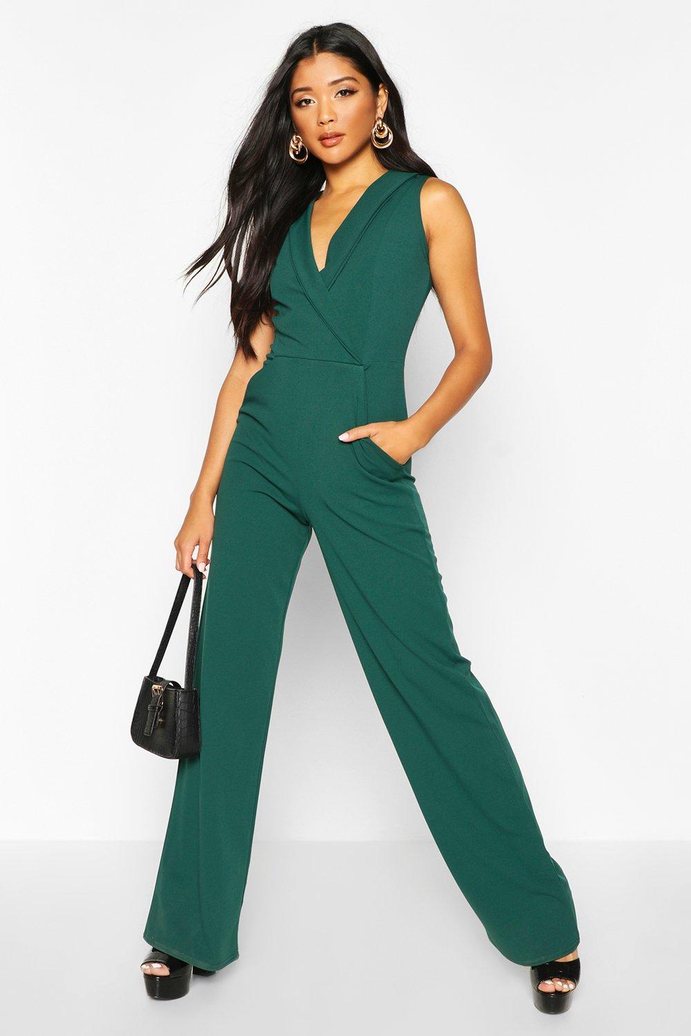 boohoo basic tailored wide leg jumpsuit