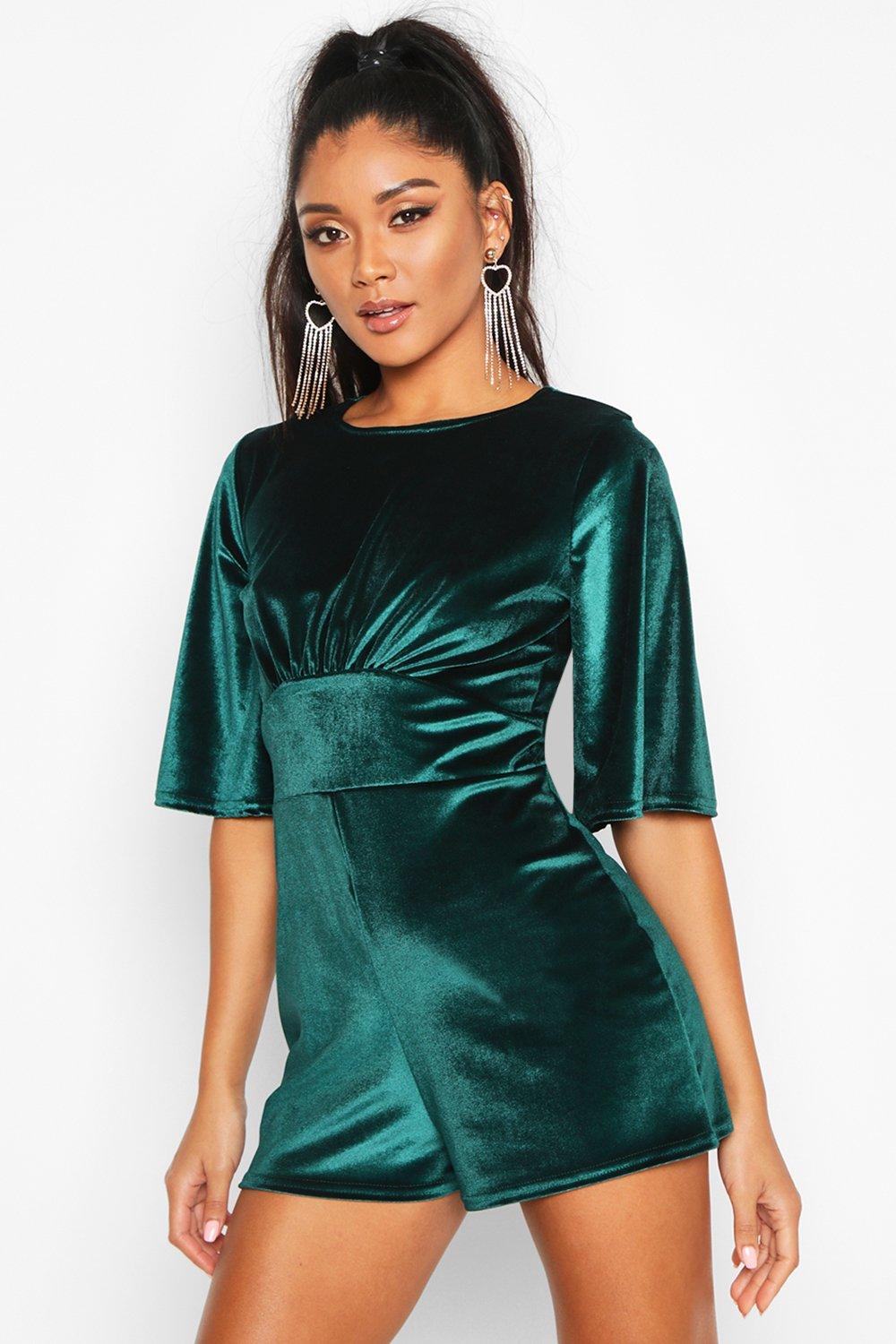 green velvet playsuit