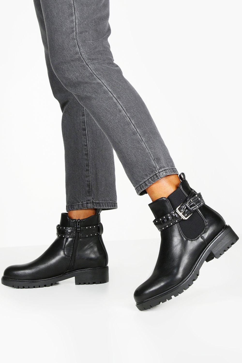 croc buckle boots