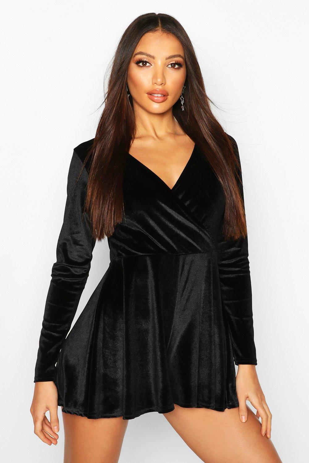 velvet playsuit long sleeve