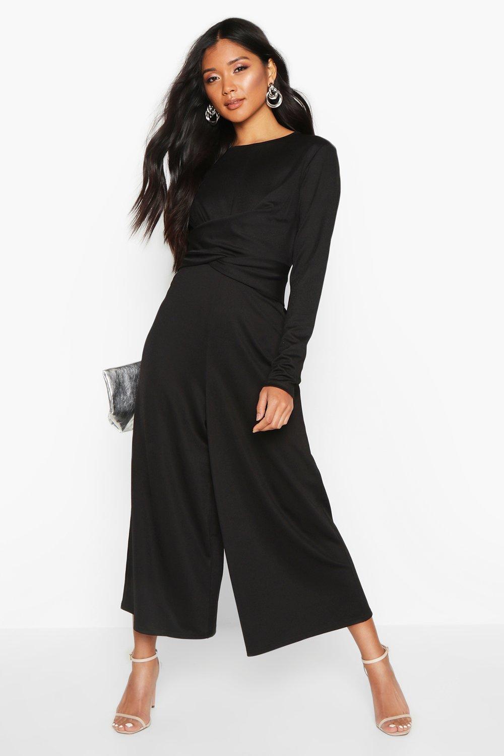 wrap front culotte jumpsuit