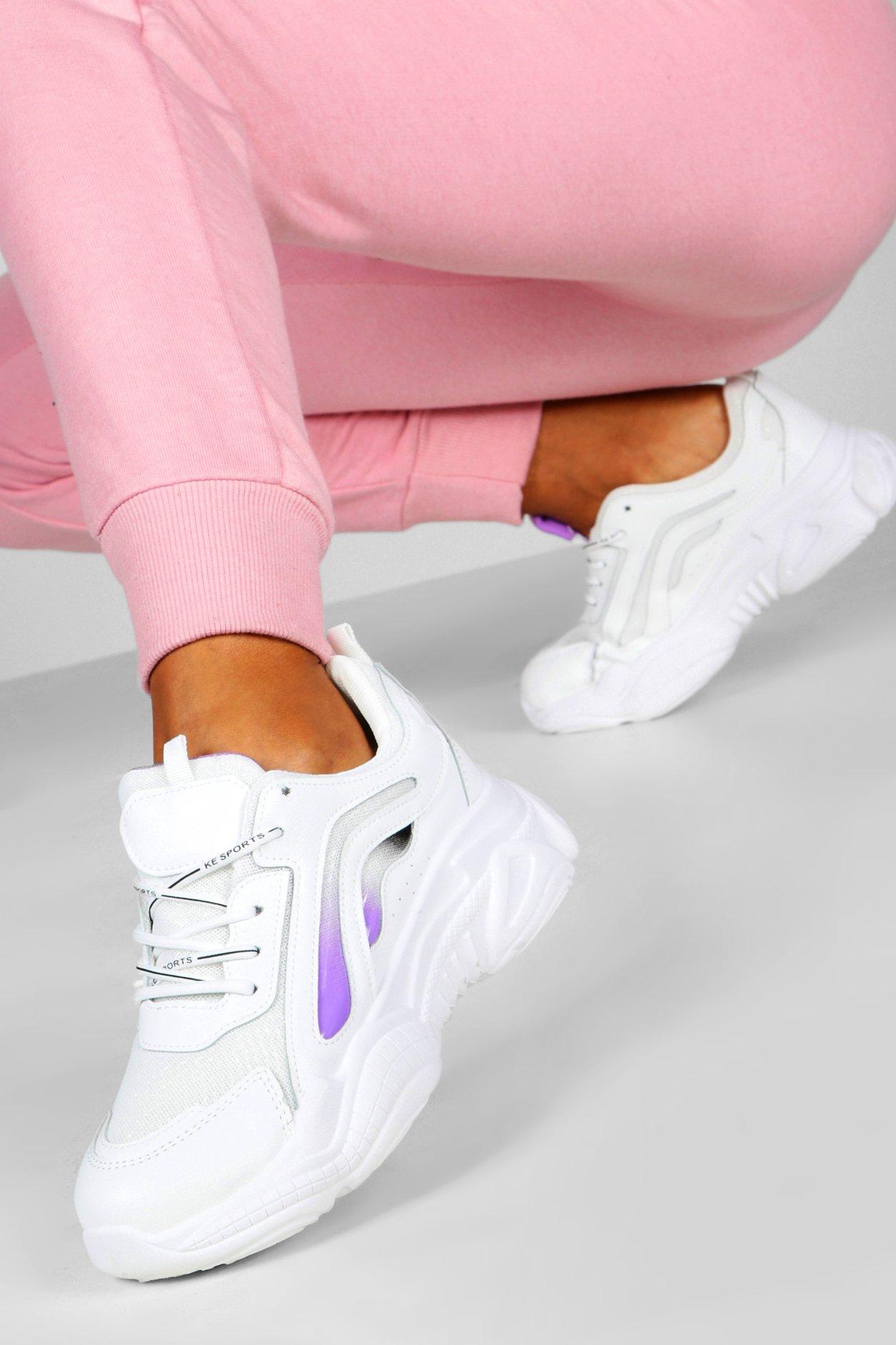

Кроссовки с цветными вставами на массивной подошве, Purple