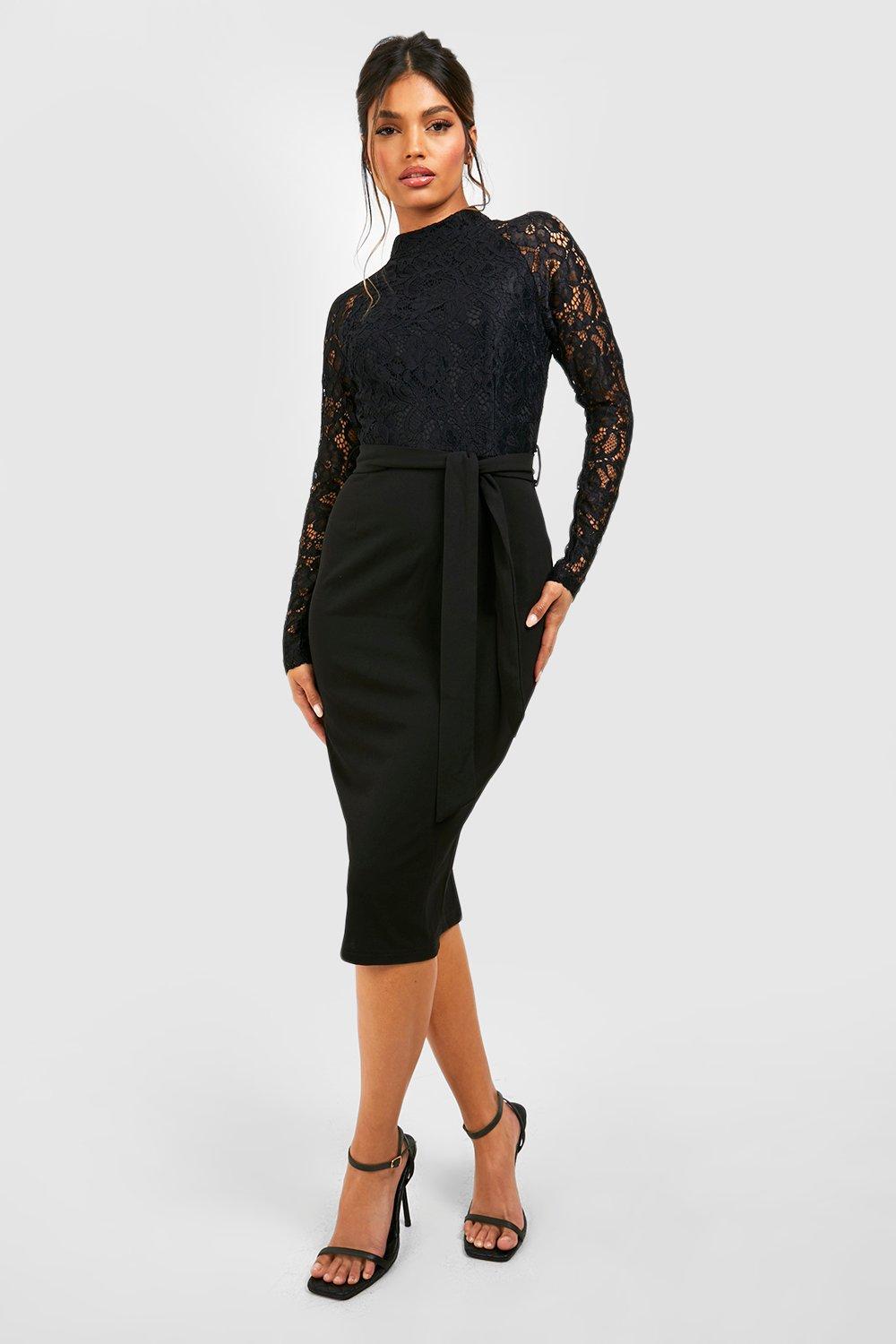 long sleeve lace midi