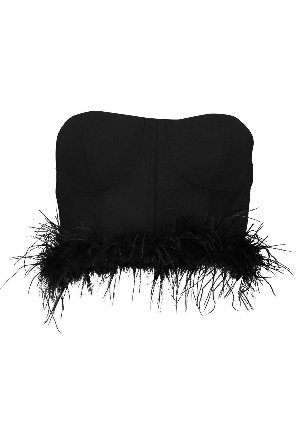 

Бралет с баской и перьями, Black